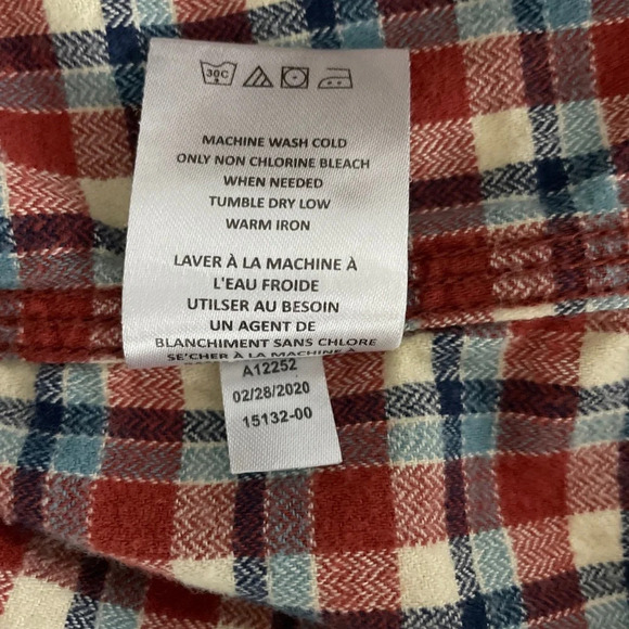 Old Ranch Men’s Flannel Plaid Button Up Shirt Size Large Rust Multi Colour - Picture 7 of 9
